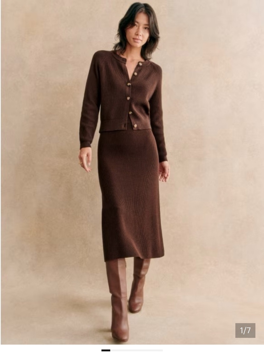 NWT Sezane Jupe Naelle Knit Skirt in CHOCOLATE BROWN — Womens XS